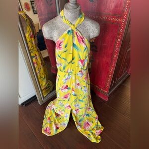 Tropical vacation halter dress